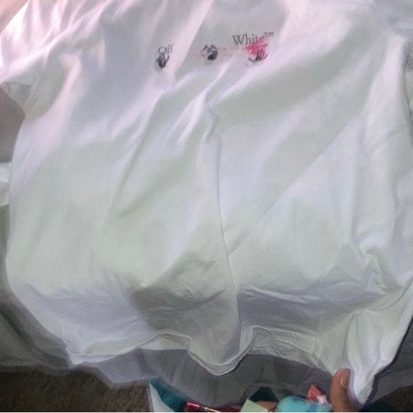 White pink and black offwhite tshirt